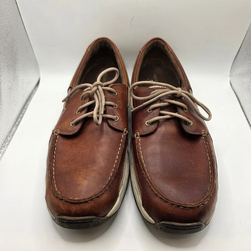 Dunham Captain Mens 14 D Brown Leather Boat Shoes Nautical Loafers MCN410BR